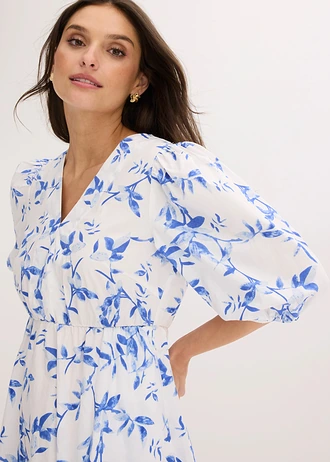 Minišaty z čisté bavlny • bílo-světle modrá s květy • bonprix obchod