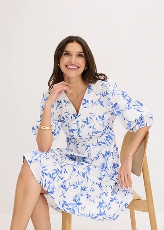 Minišaty z čisté bavlny • bílo-světle modrá s květy • bonprix obchod