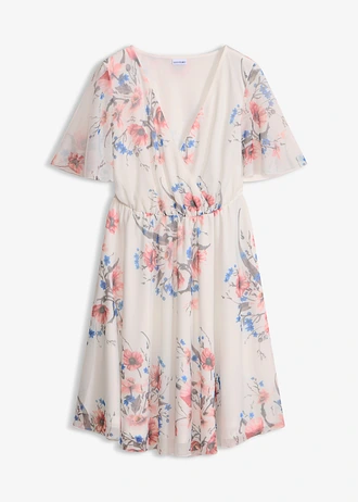 Robe courte en mesh, Couleur: blanc à fleurs
