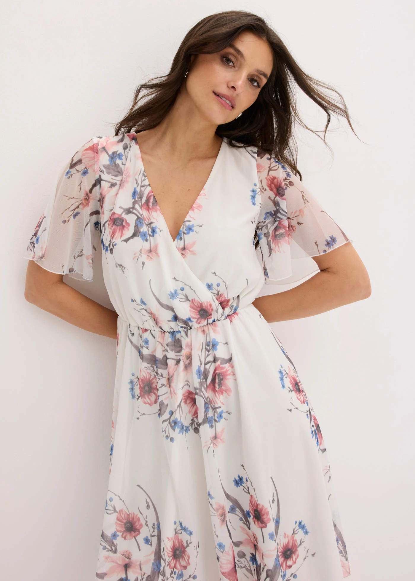 Mesh mini jurk • wit gebloemd • bonprix online shop