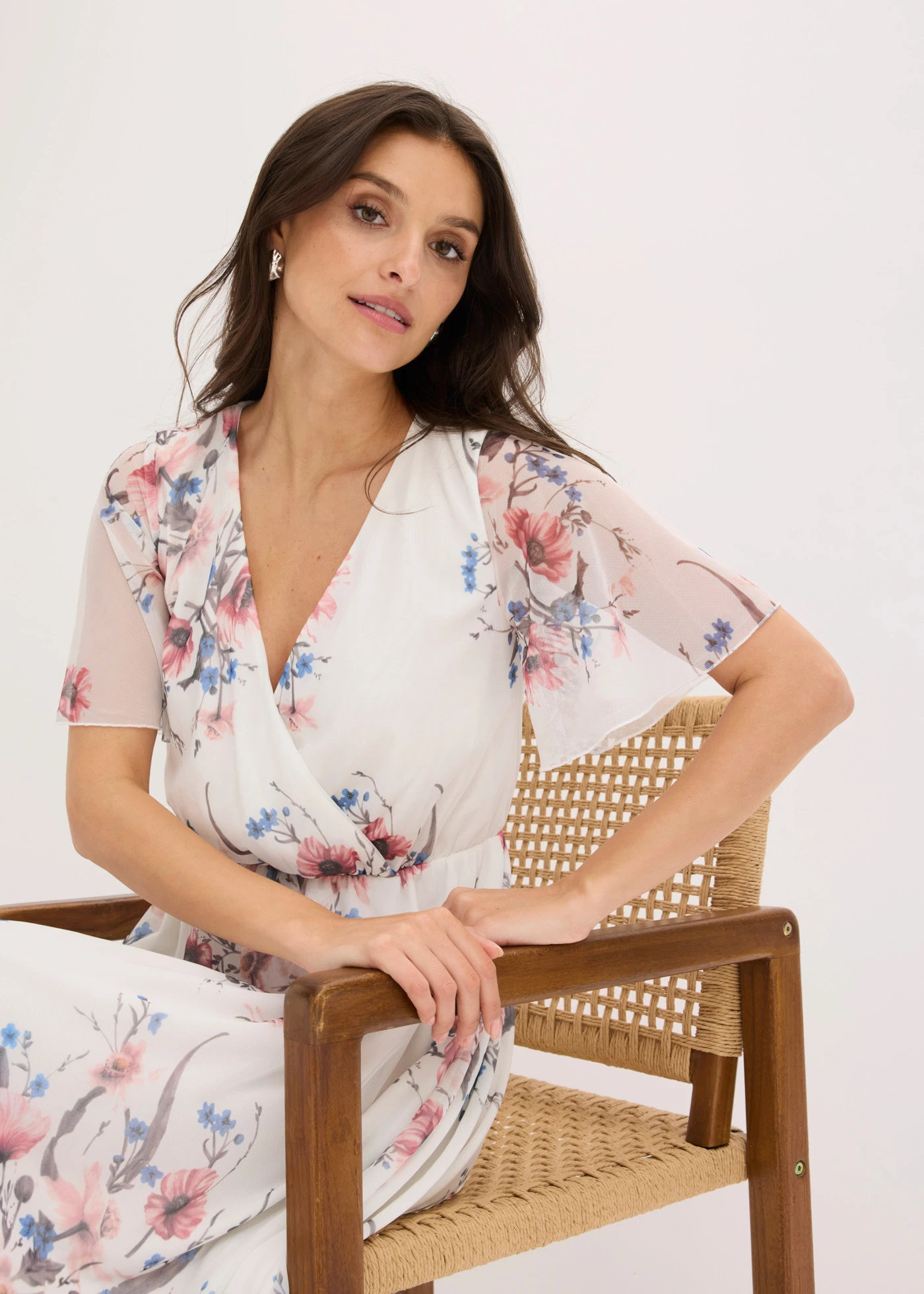 Mesh mini jurk • wit gebloemd • bonprix online shop