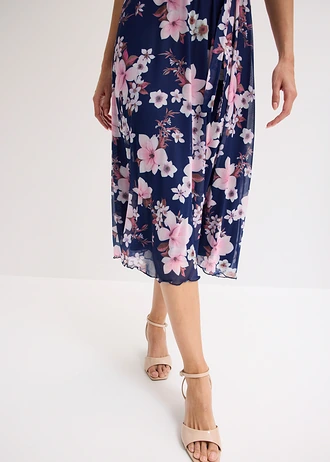 Gedessineerde midi jurk van mesh • donkerblauw gebloemd • bonprix online shop