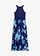 Maxi jurk met bloemenprint en kant, Kleur: donkerblauw-paars-roze gebloemd