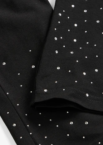 Legging 3/4 en coton extensible • noir-argenté • Boutique bonprix