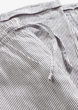 Pantalon en lin mélangé, taille élastiquée • bleu/blanc rayé • Boutique bonprix