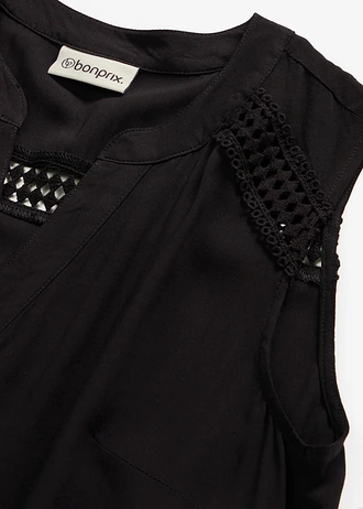 Blousetop van pure viscose • zwart • bonprix online shop