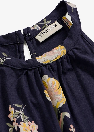 Gedessineerde top  met viscose • blauw gebloemd • bonprix online shop