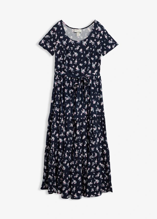 Robe 100% coton, Couleur: bleu foncé floral