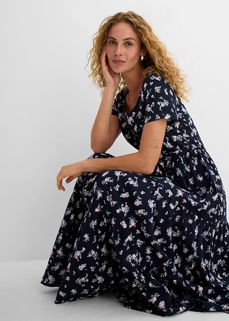 Jurk van katoen • donkerblauw gebloemd • bonprix online shop