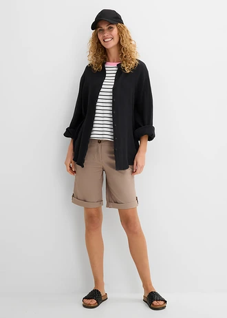 Stretch bermuda, Kleur: taupe