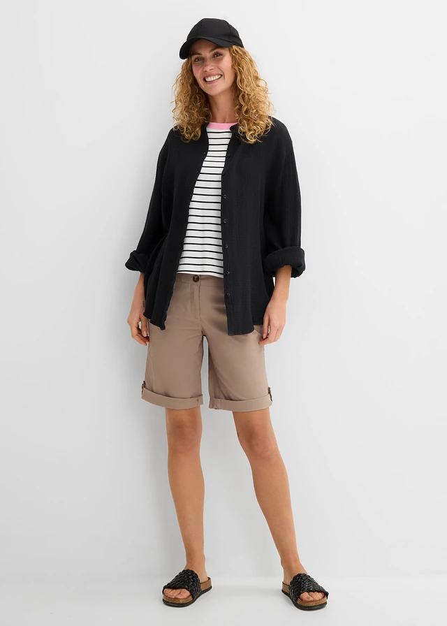 Bermude stretch gri-bej