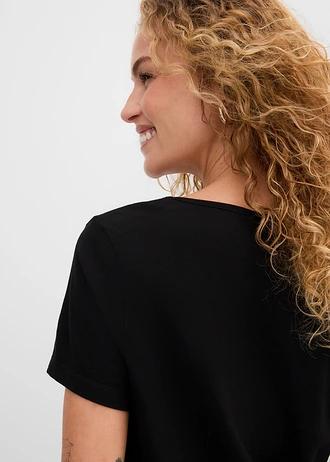 Shirt van slub garen, korte mouw • zwart • bonprix online shop