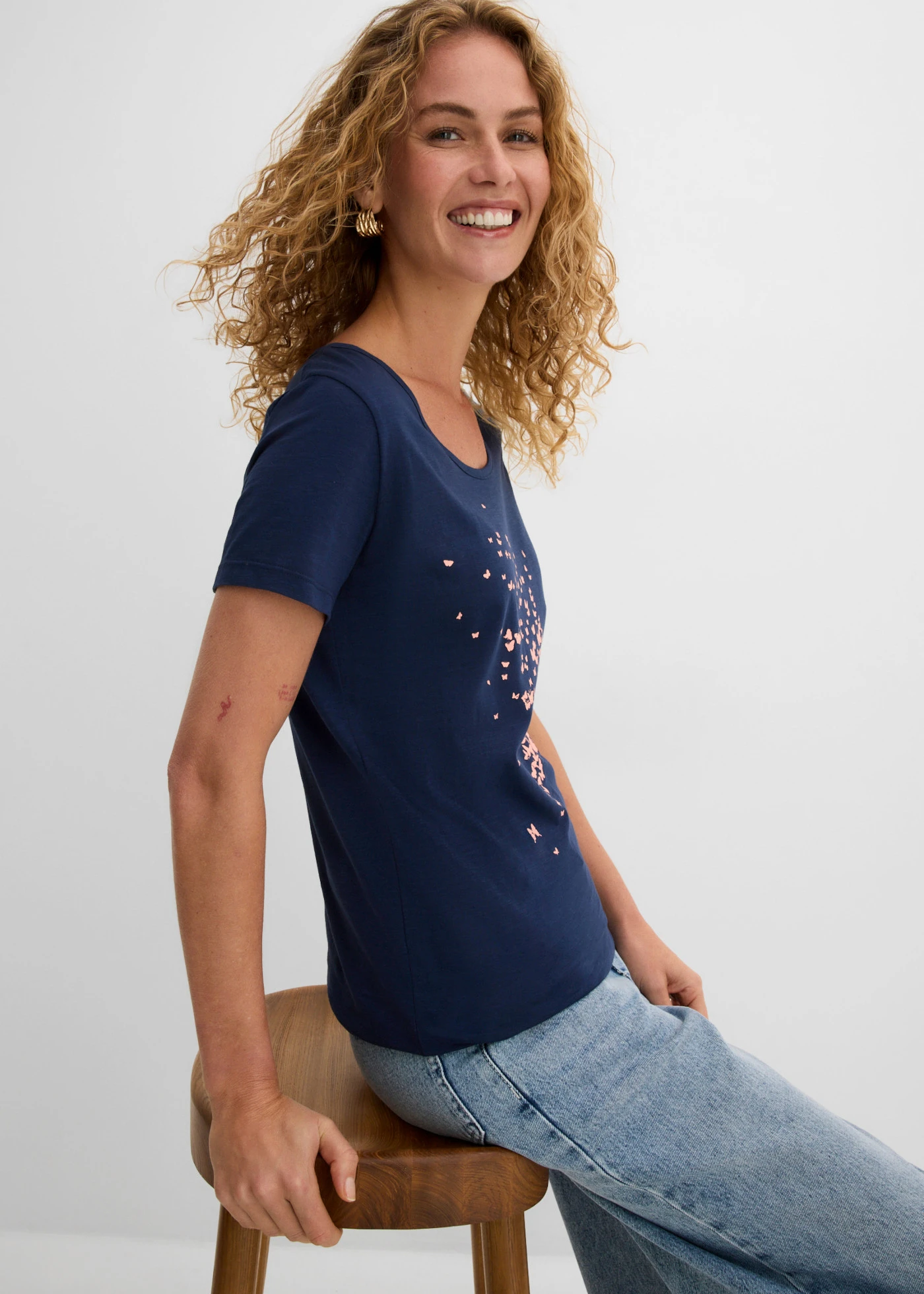 Shirt van slub garen, korte mouw • donkerblauw • bonprix online shop