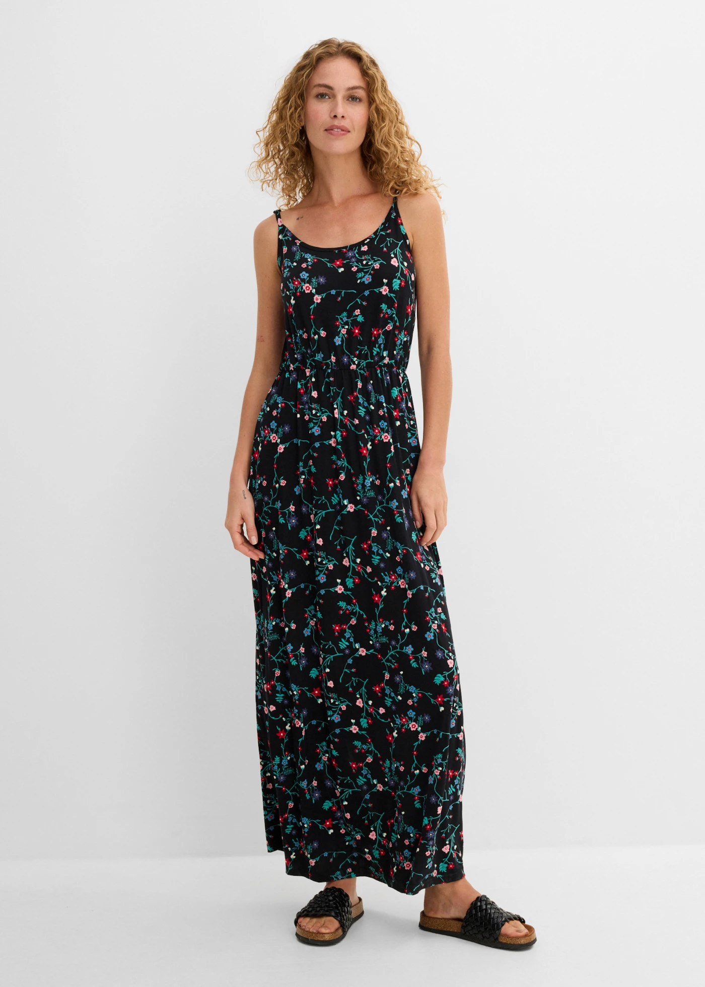 Maxi jurk met print • zwart gebloemd • bonprix online shop