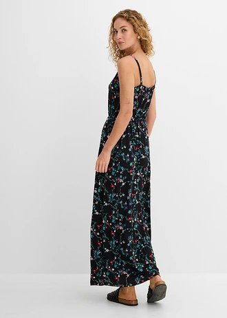 Maxi jurk met print, Kleur: zwart gebloemd