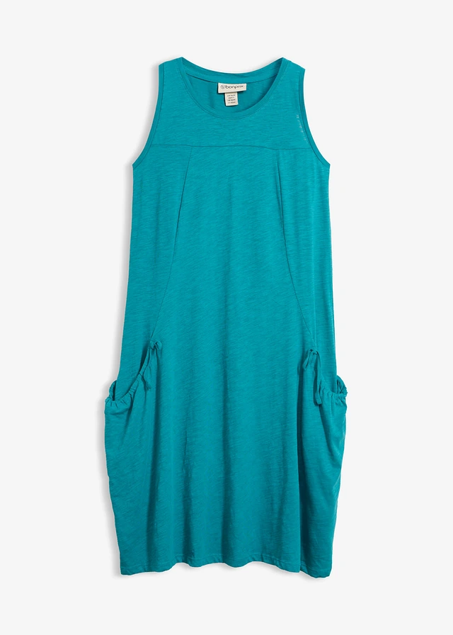 Jurk van katoen-jersey met zakken • kobaltturkoois • bonprix online shop