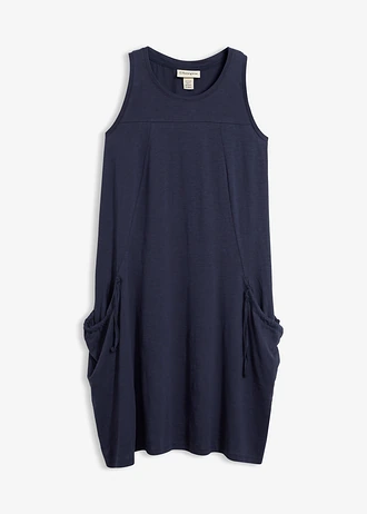 Robe en jersey coton avec poches, Couleur: bleu foncé