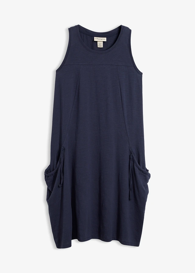Jurk van katoen-jersey met zakken, Kleur: donkerblauw