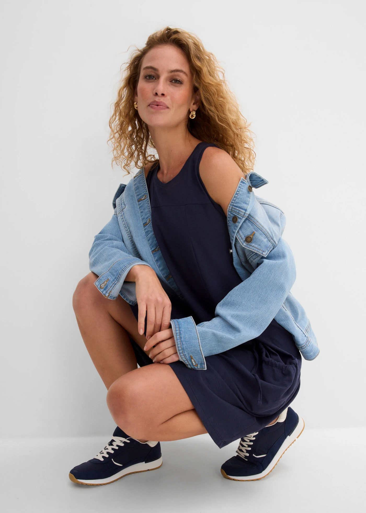 Jurk van katoen-jersey met zakken • donkerblauw • bonprix online shop