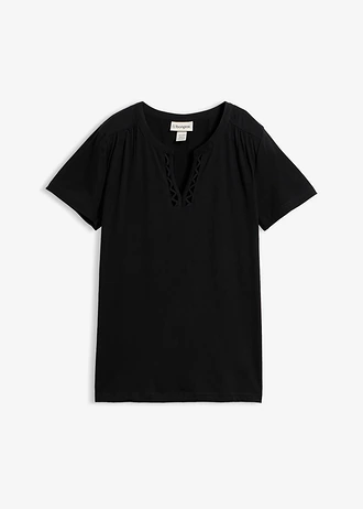 T-shirt à encolure originale, Couleur: noir