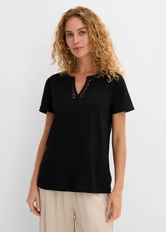 T-shirt à encolure originale • noir • Boutique bonprix