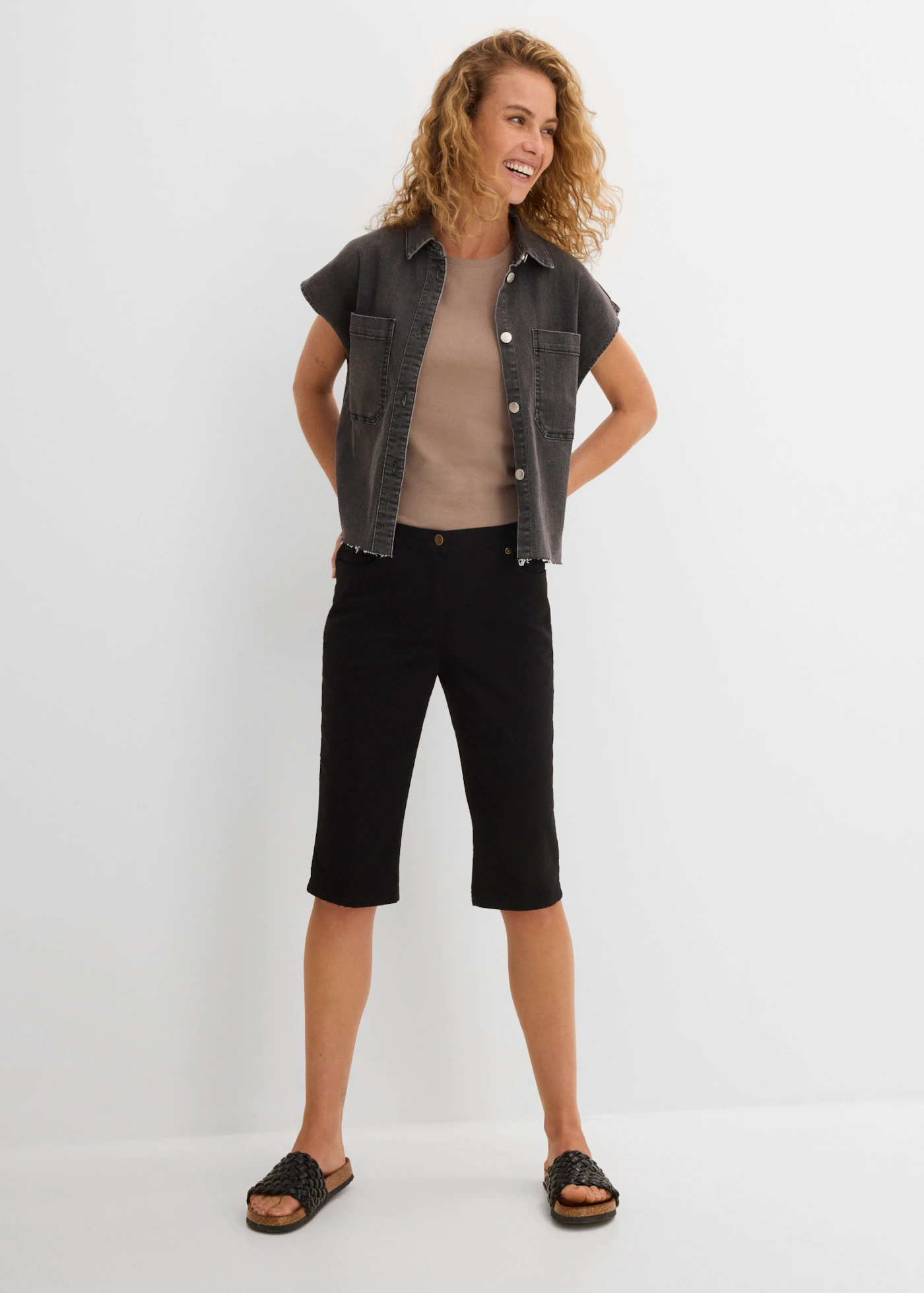 Katoenen bermuda met comfortband • zwart • bonprix online shop