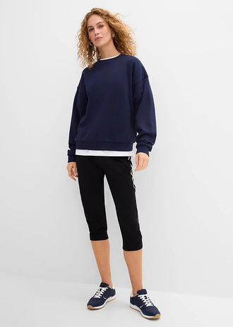 Capri joggingbroek van katoen (set van 2), Kleur: zwart/ rookgrijs