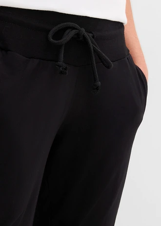 Joggingové kalhoty z bavlny, capri délka (2 ks v balení) • černá + kouřově šedá • bonprix obchod