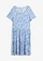 Rochie mini din viscoză vaporoasă, culoare: bleu / ecru înflorat