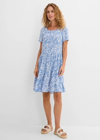 Mini jurk van soepele viscose • lichtblauw - wolwit gebloemd • bonprix online shop