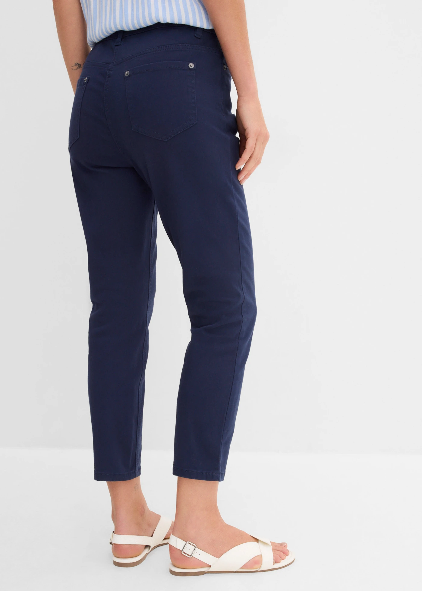 7/8 slim fit stretch broek, high waist • donkerblauw • bonprix online shop