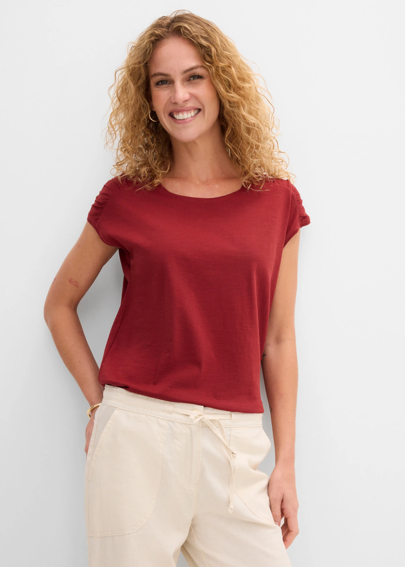 Boxy shirt, korte mouw • kastanjerood • bonprix online shop