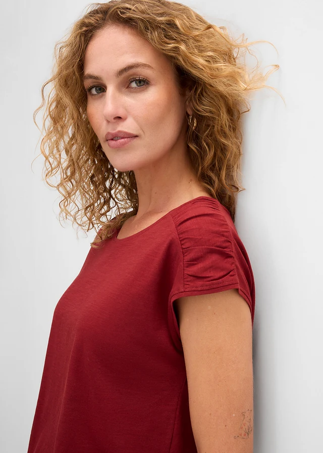 Boxy shirt, korte mouw • kastanjerood • product-page.page-title-suffix