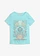 T-shirt 100% coton, Couleur: turquoise mat imprimé