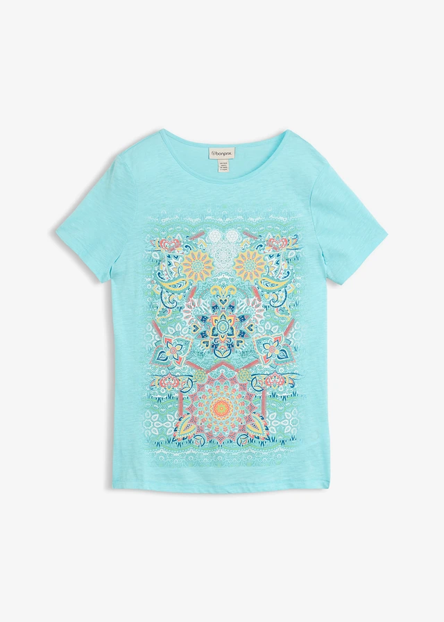 Tricou din bumbac 100% • acvamarin mat cu imprimeu • magazin bonprix