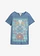 T-shirt van puur katoen, Kleur: jeansblauw met print
