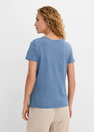Tricou din bumbac 100% • albastru blugi cu imprimeu • magazin bonprix