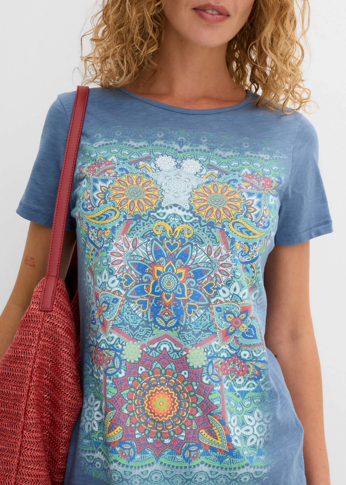 T-shirt van puur katoen • jeansblauw met print • bonprix online shop