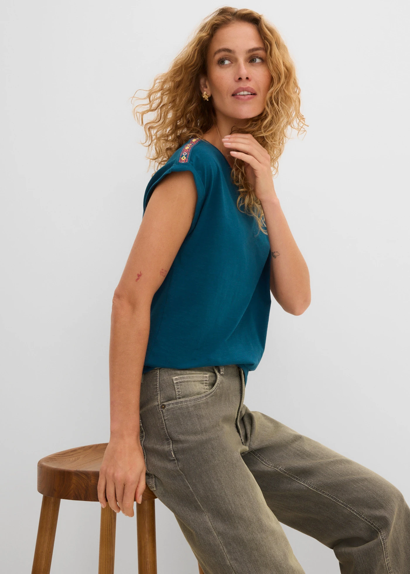 Tricou din bumbac organic 100% • albastru-petrol • magazin bonprix