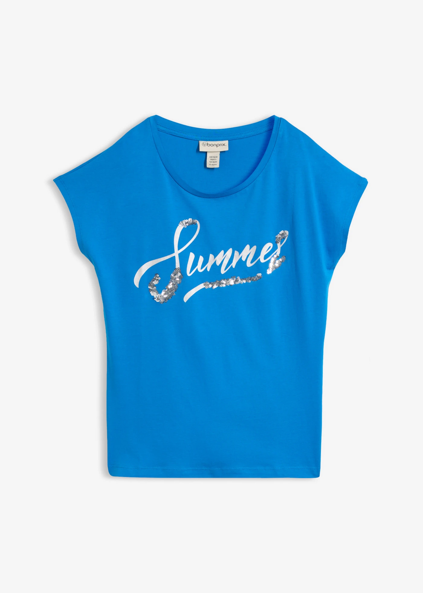 Shirt met pailletten • zeeblauw-zilver met print • bonprix online shop