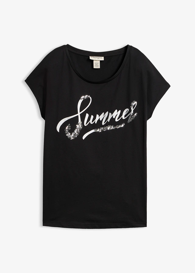 T-shirt avec inscription à sequins