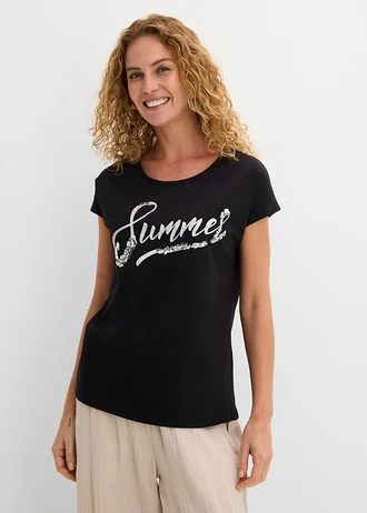 Shirt met pailletten • zwart/zilverkleur • bonprix online shop