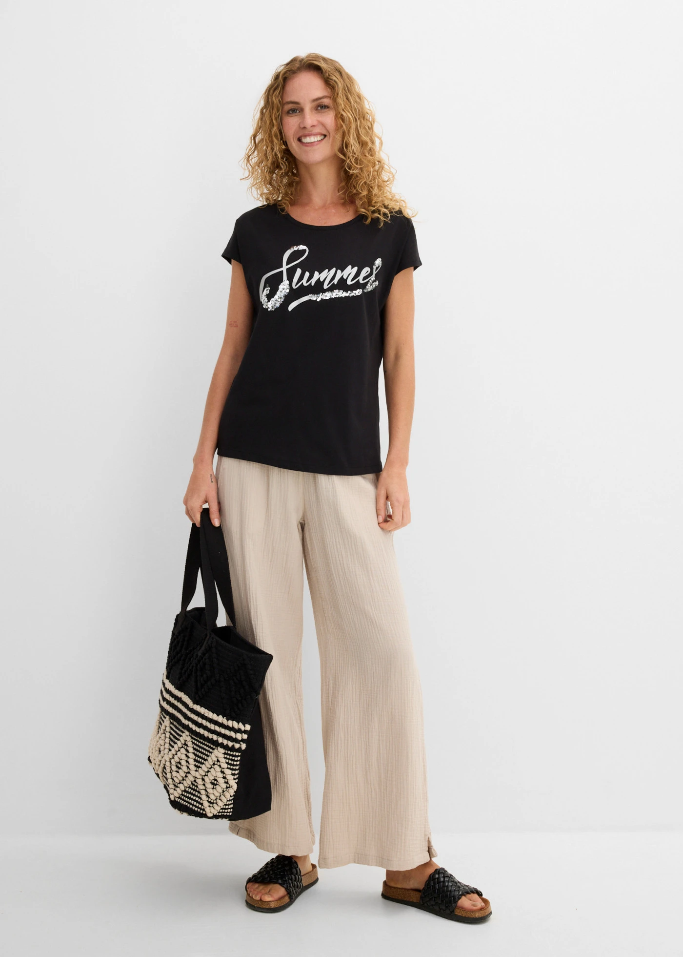 Shirt met pailletten • zwart/zilverkleur • bonprix online shop