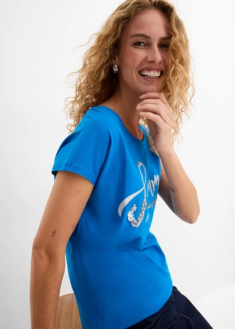 Shirt met pailletten • zeeblauw-zilver met print • bonprix online shop