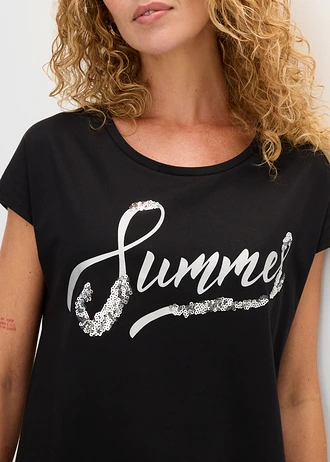 Shirt met pailletten • zwart/zilverkleur • bonprix online shop