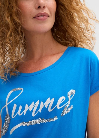 Shirt met pailletten • zeeblauw-zilver met print • bonprix online shop
