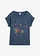 T-shirt met bloemenprint, Kleur: diepblauw gebloemd