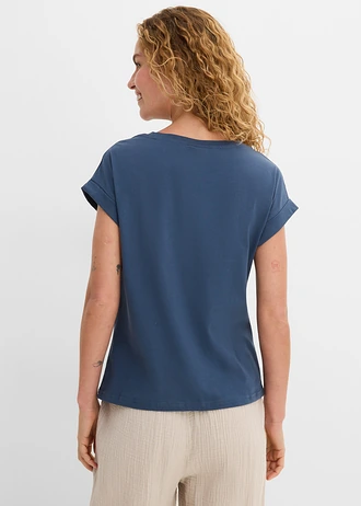 T-shirt à imprimé floral, Couleur: bleu profond floral