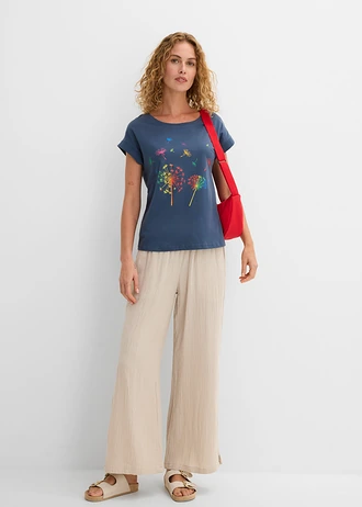 T-shirt à imprimé floral, Couleur: bleu profond floral