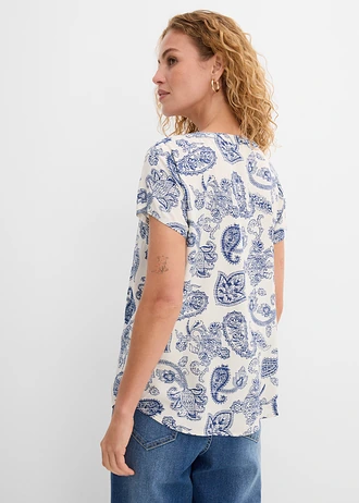 Blouse, korte mouw • wolwit-indigo paisley • bonprix online shop